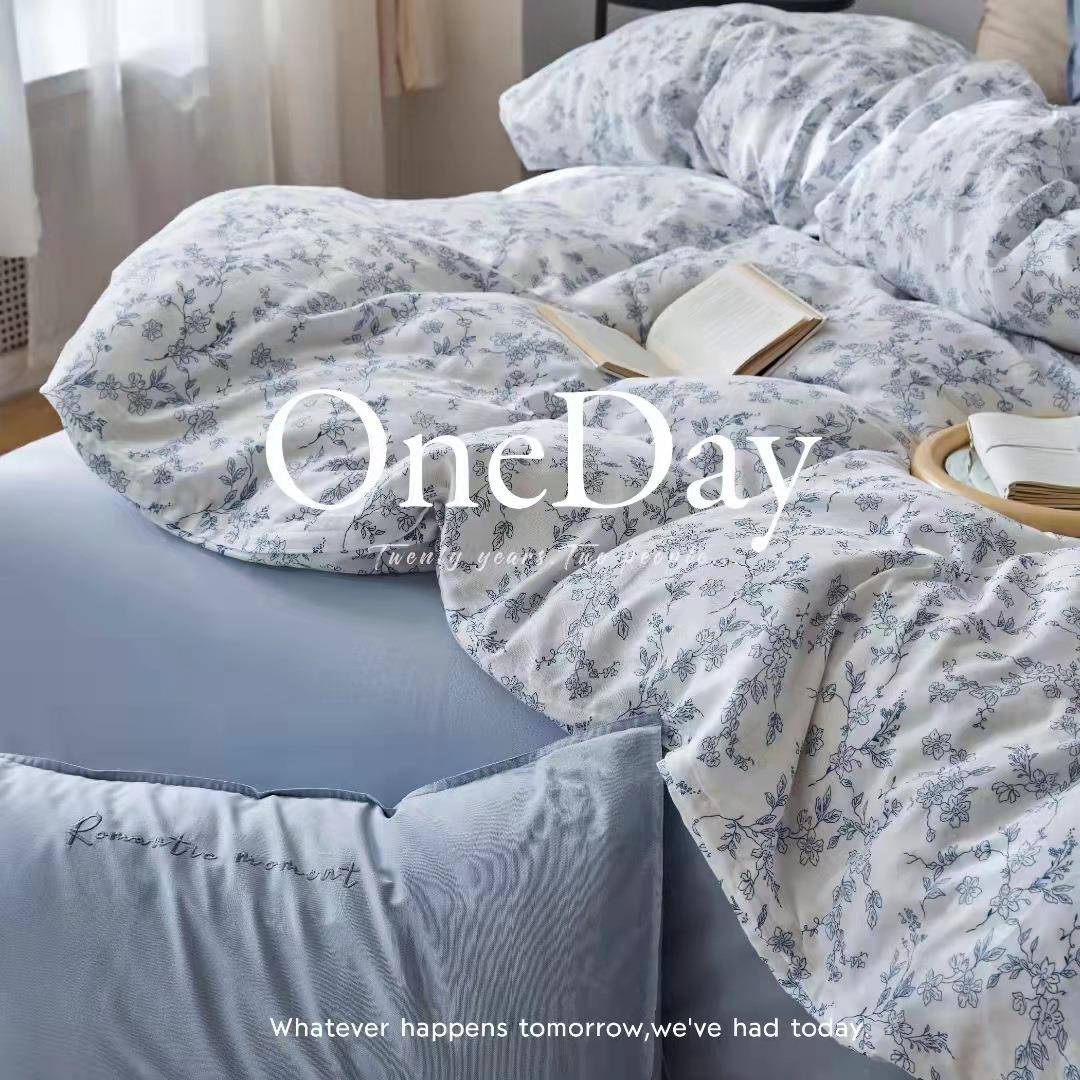 A类全棉双层纱四件套100纯棉夏季印花裸睡床单被套床笠款床上用品