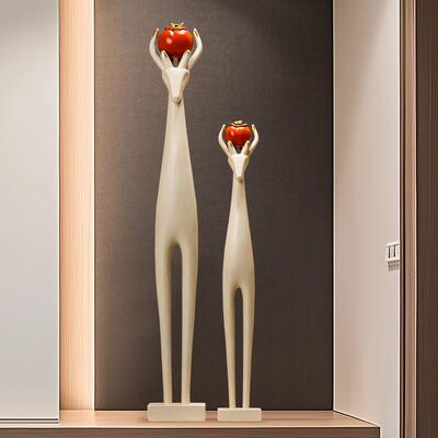 入户玄关壁龛摆件鹿细长竖感小众客厅电视柜软装饰抽象艺术品