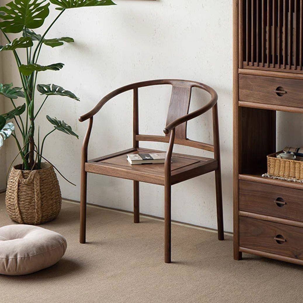 老榆木新中式实木圈椅茶椅仿古靠背椅书房客厅太师椅茶室圈椅简约