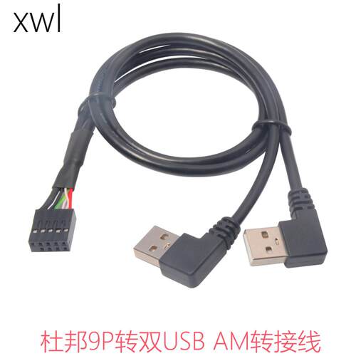 USB机箱内线 双USBA公头转杜邦9P转接线