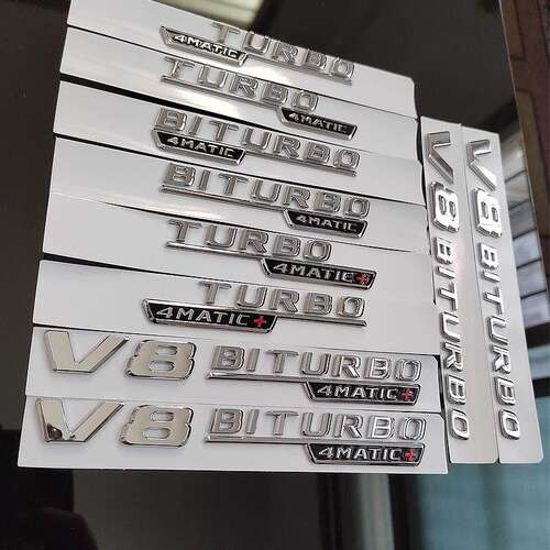适用奔驰原厂V8 biturbo 4matic+车标63四驱车贴宾士Benz侧标AMG