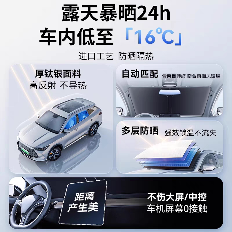 适用极星Polestar 1 2 3 4汽车遮阳前挡板挡风玻璃防晒隔热遮阳帘
