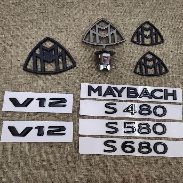 适用新款奔驰S680字标尾标S400改装迈巴赫MAYBACH标志贴V12侧标