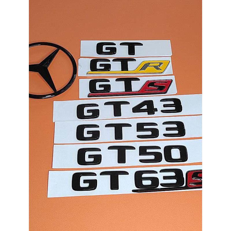 适用于奔驰AMG车标GTS黑标GTR改装GT50后字标63S尾标标贴黑色GT43