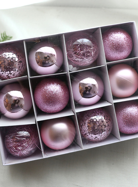 6cm耶诞球粉色吊饰幻彩商场店铺橱窗挂饰耶诞树挂件耶诞节装饰品