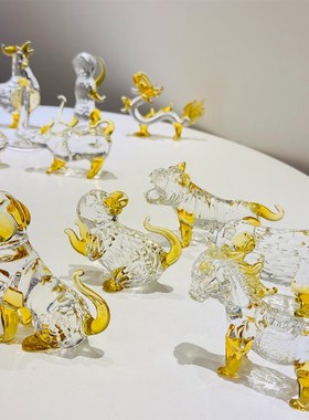 水晶十二生肖装饰摆件龙兔牛虎猪鼠马牛蛇鸡狗猴动物家居工艺品