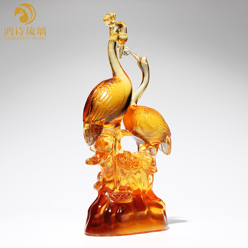 60-70岁的老人生日礼物实用爸爸妈妈琉璃仙鹤摆件退休礼物送同事