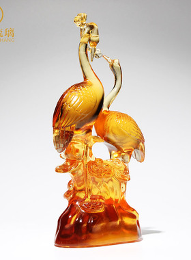 60-70岁的老人生日礼物实用爸爸妈妈琉璃仙鹤摆件退休礼物送同事