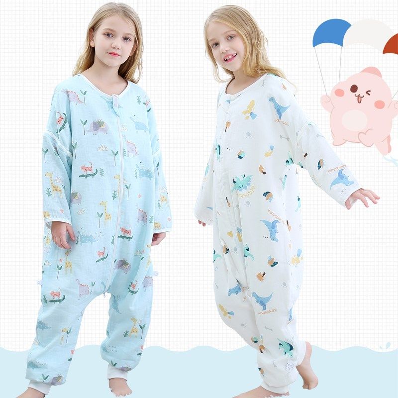 儿童睡袋婴儿分腿秋冬款纯棉加厚宝宝防踢被神器中大童四季款睡衣