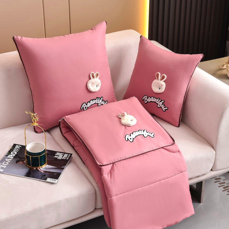 抱枕被子两用兔茸茸办公折叠午睡枕头二合一毯子沙发汽车靠枕车载