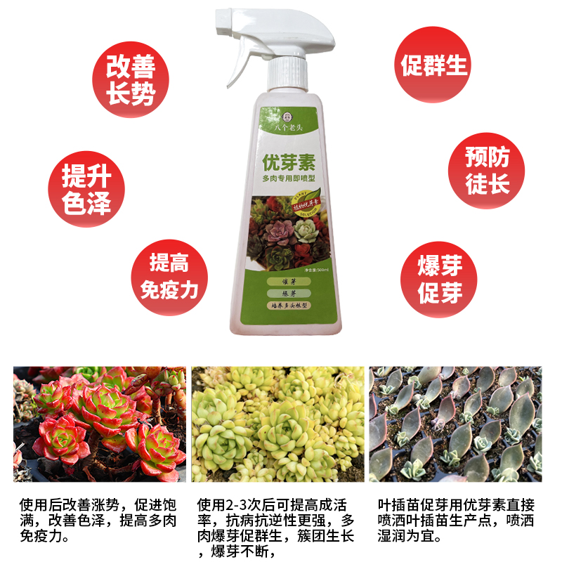 爆盆优芽素多肉专用促多头群生营养液促芽促生长催芽矮胖素爆芽素