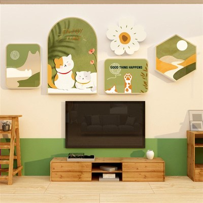 沙发电视背景改造物件民宿房间卧室墙面装饰布置亚克力3d立体壁画