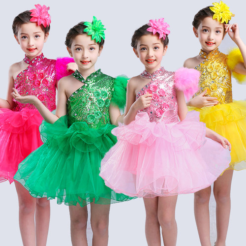 六一儿童演出服女童公主裙幼儿园跳舞蓬蓬纱裙舞蹈表演服装小学生