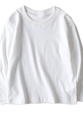 2024新款儿童长袖t恤男童女童纯棉黑白色打底衫秋装上衣童装衣服