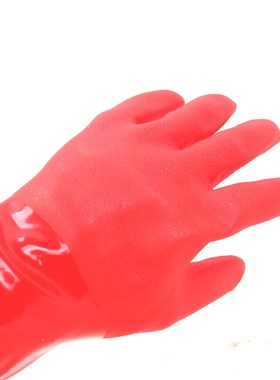 春蕾902红色家用手套棉毛布浸胶手套PVC磨砂洗车防水29cm清洁厨房