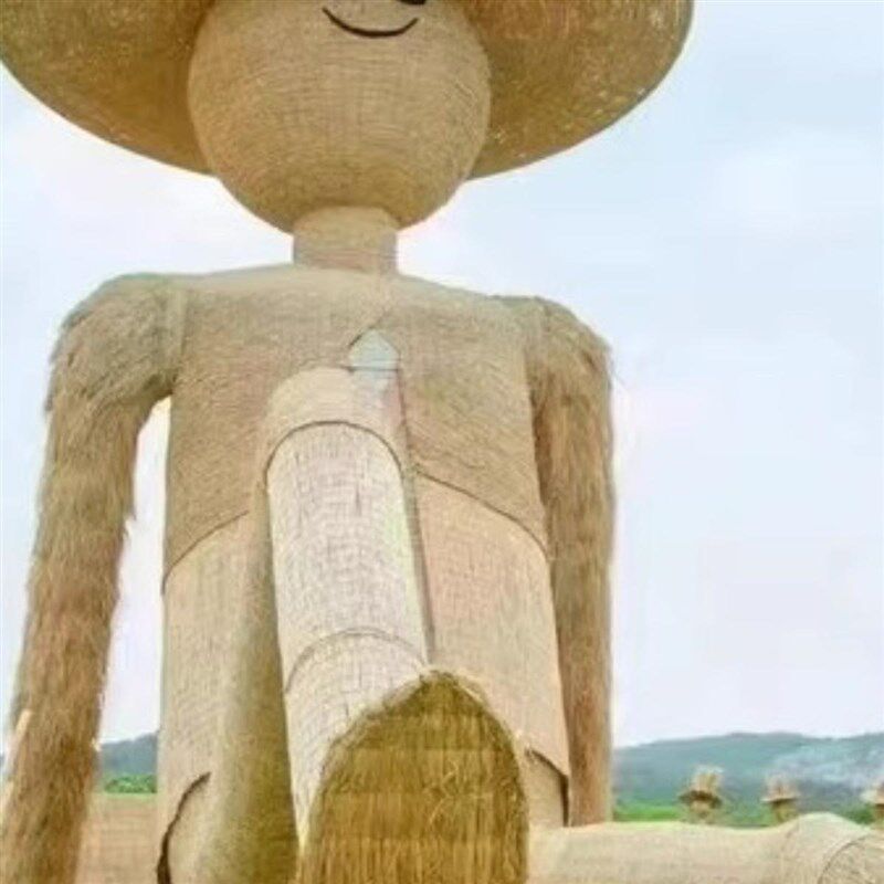 稻草工艺品粮仓 庆丰收节道具 稻草绳编制造型 稻草动物互动造型