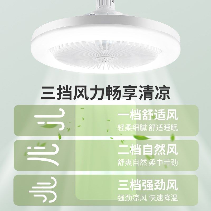 风扇灯餐厅带电扇一体e27螺口厨房led小型吊扇灯泡节能家用卧室灯
