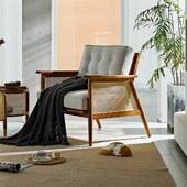 藤编大师实木休闲椅民宿家用单人沙发椅复古阳台藤编椅靠背扶手椅