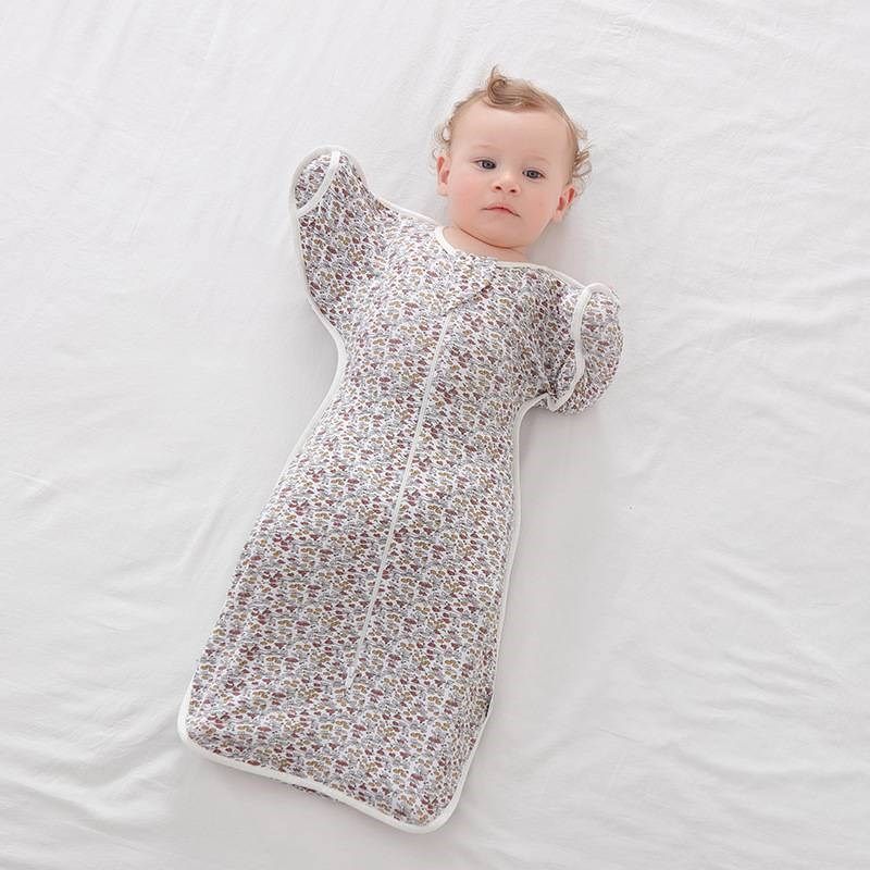 婴儿两用防惊跳睡袋春夏季薄款纱布新生襁褓防惊吓宝宝睡觉
