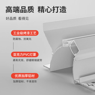 免开槽反光灯槽led线形灯嵌入式石膏线回光灯型材悬浮吊顶洗墙灯