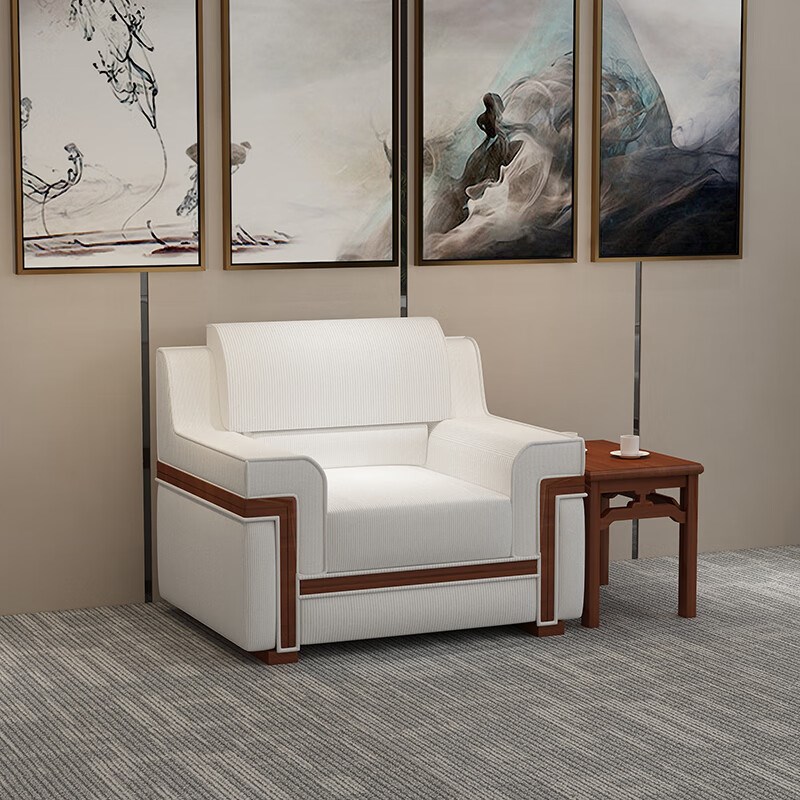 臻远 布艺会议接待会客商务沙发贵宾沙发 单人位+单人位+茶几