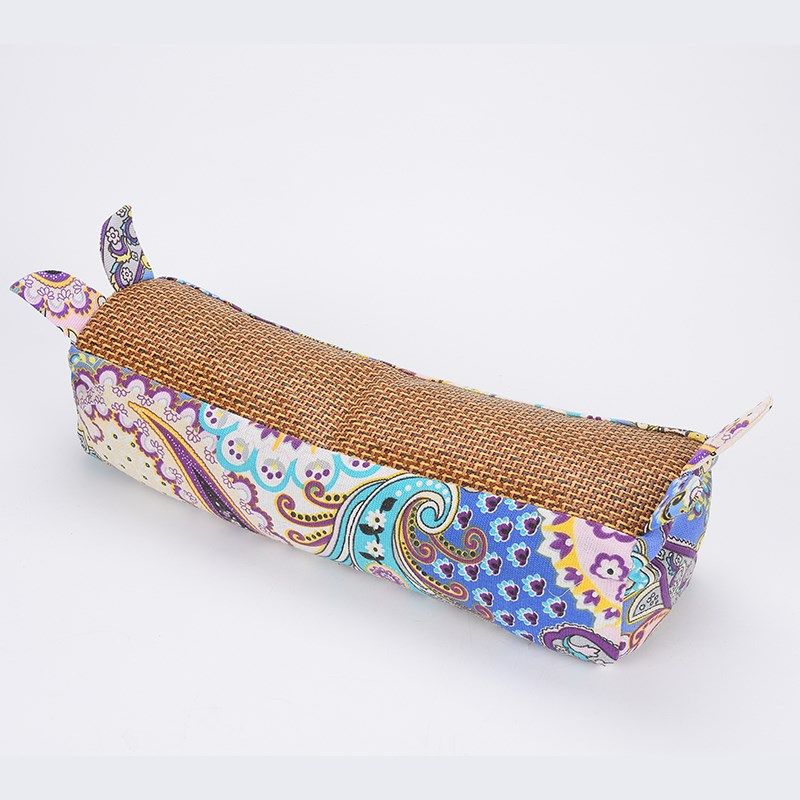 艾草虎头凉席枕家用艾草枕凉感颈椎枕粗布护颈枕藤席枕