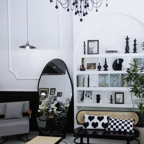 大镜子落地镜家用卧室客厅全身镜可壁挂服装店中式轻奢一体试衣镜