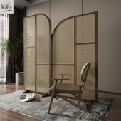 新中式 屏风隔断藤编家用遮挡入户进门玄关实木办公室客厅卧室座屏
