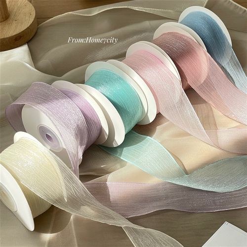 绝美细闪肌理感丝带褶皱感雪纱带礼物包装丝带蝴蝶结装饰花艺绑带