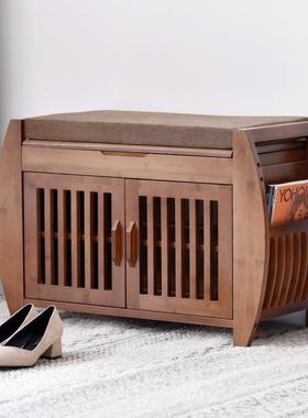 小竹匠换鞋凳柜进架门穿鞋凳鞋简约鞋收纳凳69571长凳功门口多能