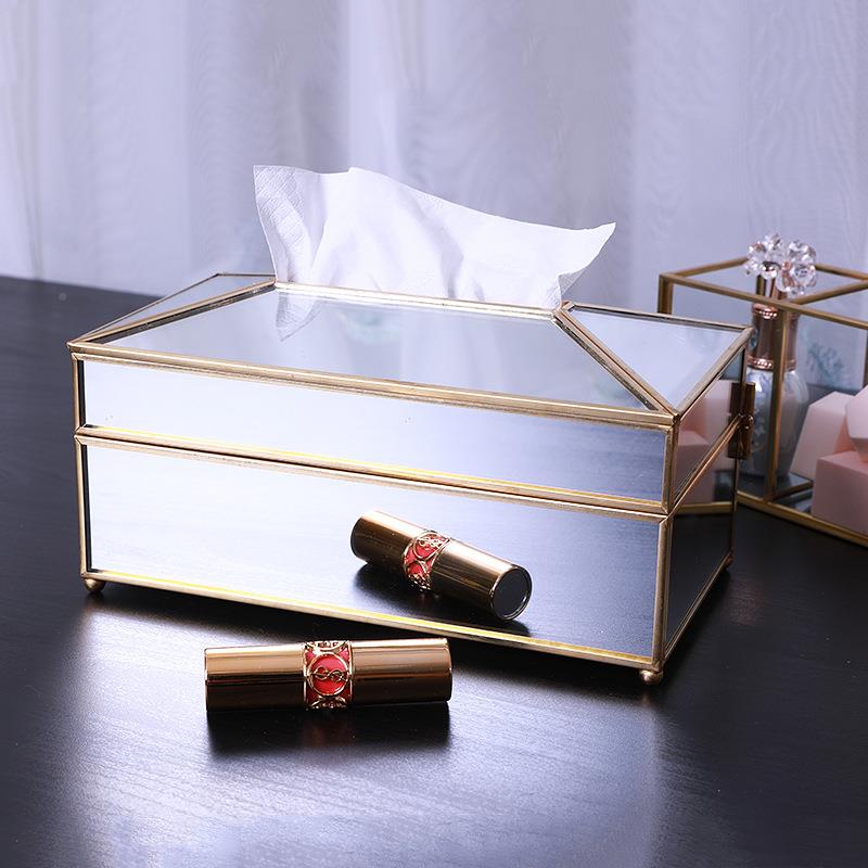 北A16纸欧轻厅奢家巾用客桌面盒ins风透明玻璃抽纸盒创意餐巾收纳