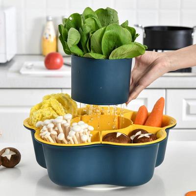 锅火拼盘沥水分格家用可旋转448菜篮子水果盘洗菜双蔬菜拼盘层配