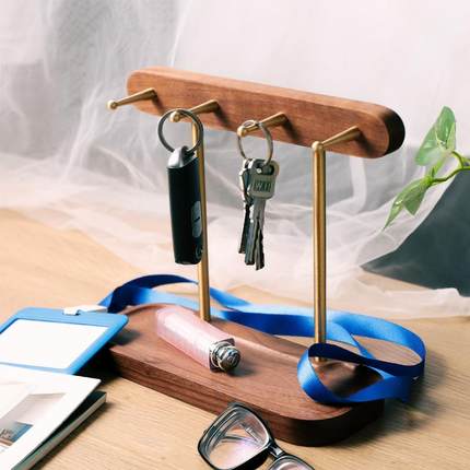 黑胡桃木客厅SN53架实木玄首饰盒进门口钥匙收纳架纳关桌面置收物