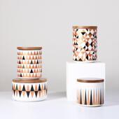 北欧VAT盖陶瓷储物罐创意何格几子家用厨房带密封罐餐具收纳罐