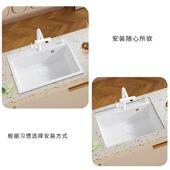 白色厨房菜盆英石水槽大单槽家石用1015洗碗槽洗菜洗池嵌式 台入下