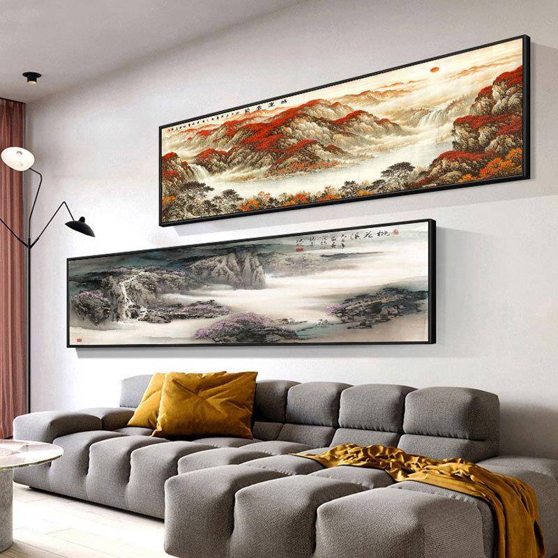 厅新中式床头装饰画国运水画鸿当头山AXL-333画中式客挂画酒店卧