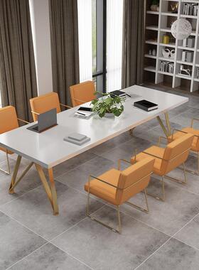 北欧多人长条会议桌约ZZ21630现代白色实简木脑训办公桌公电司培