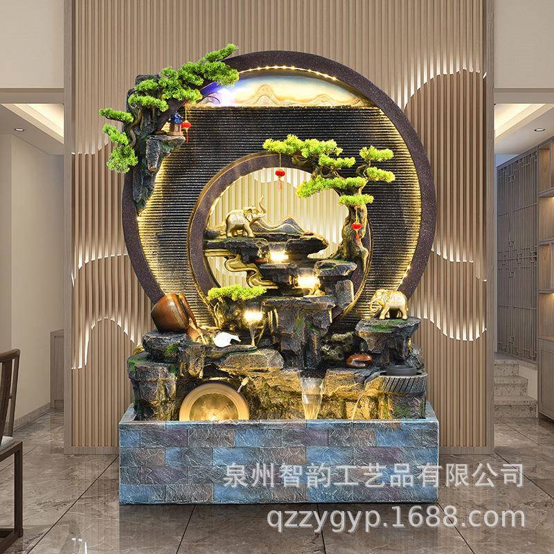 流水幕墙假山水台喷泉客阳2366-720厅酒店办公室会所别墅庭院装饰