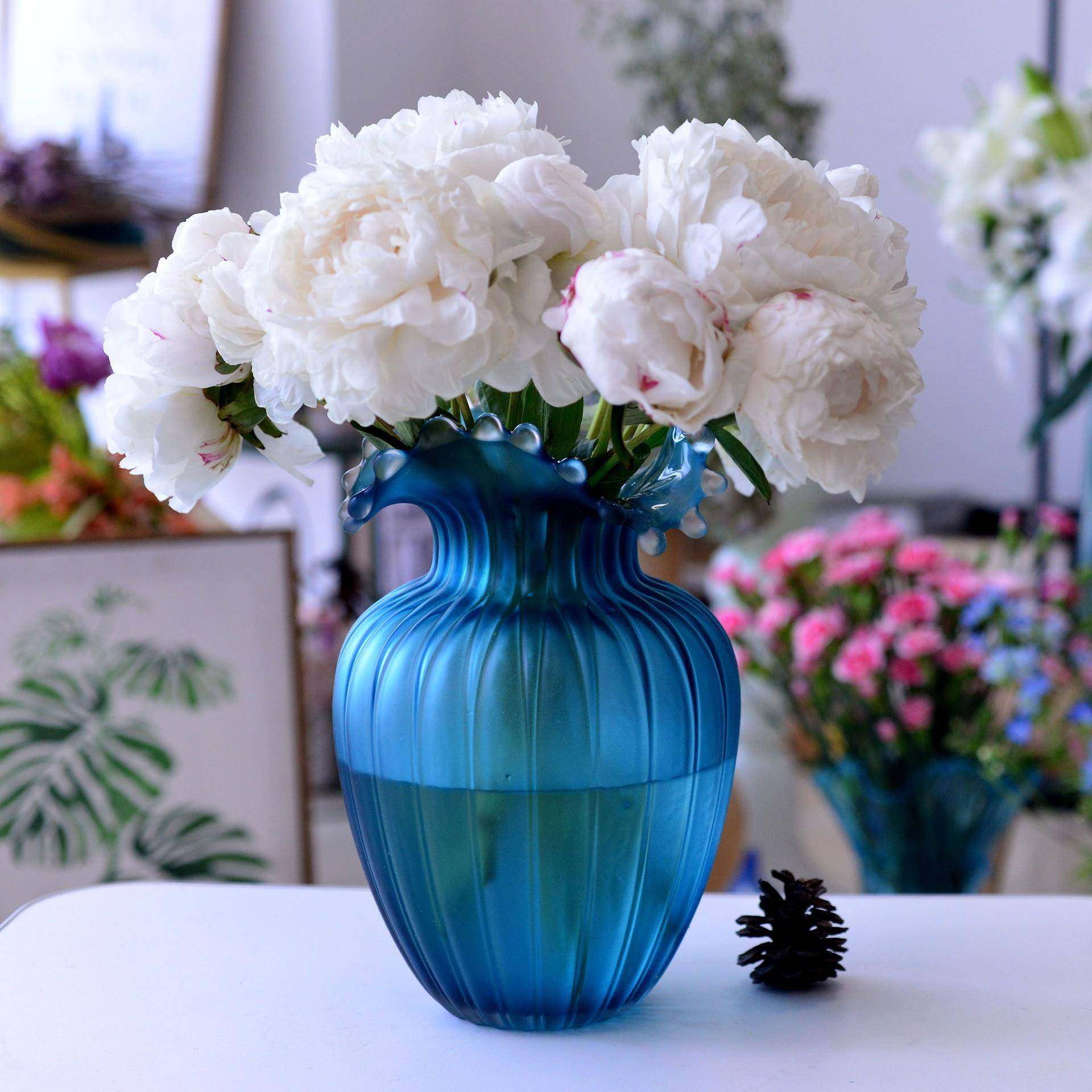 奢北欧浪花口玻浪花口花璃创花轻瓶意客厅透水培养插鲜花高明级感,家居饰品,花瓶,淘宝优惠券,粉丝福利购,淘宝优惠卷