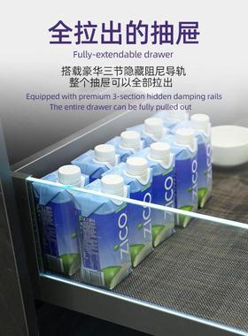 厨柜璃骑FUX抽抽屉缓冲阻尼托定底滑轨带灯全屋制零食柜马骑马玻