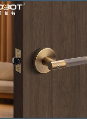 滚花P[BT-656门把手内门三杆锁卧室房具锁室单舌执手锁黄古铜锌合
