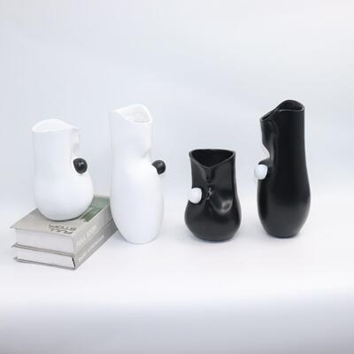 现BJ00063代简轻奢创意抽象样板装间白色花器厅餐厅客玄关台面约