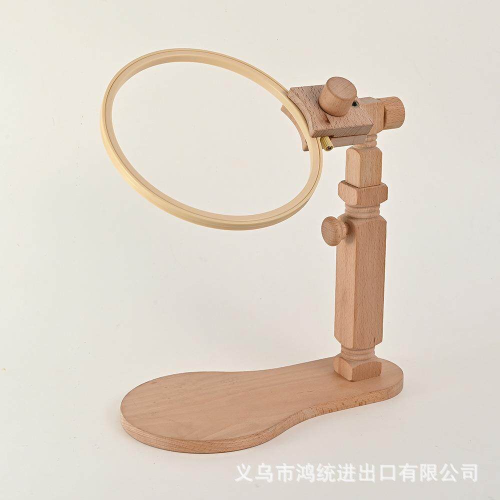榉木便携式字绣架调整式十旋转手UAK工绣绣绣刺花绣棚架圆台实木