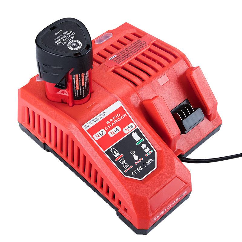 2新具款N118适用米沃奇-12-18V锂电池电动工充电器112双充3A