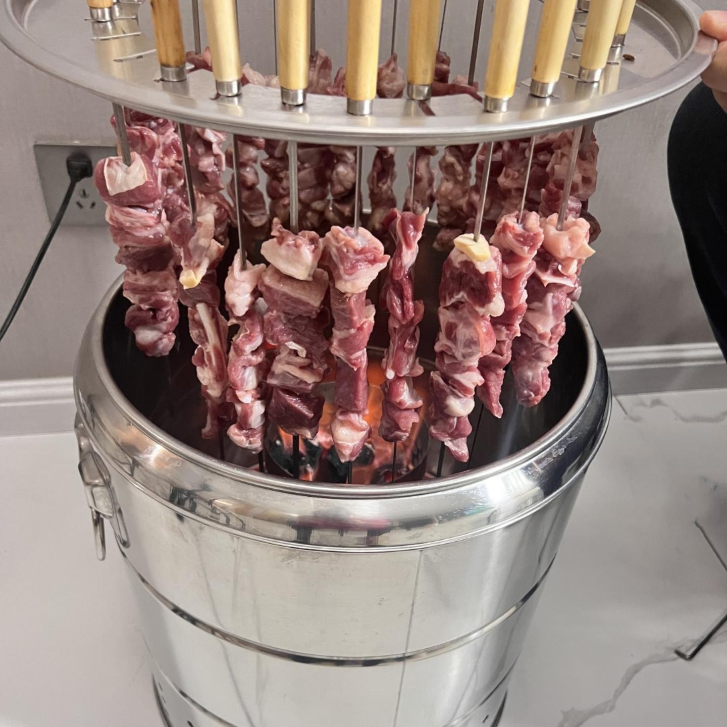 无烟不锈钢烧烤炉木炭烤肉吊炉家用庭院烧烤架野营便捷式室内烤炉