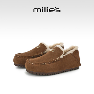 MILLIE'S/妙丽软底全包勃肯鞋女款2026新款冬季加绒加厚雪地棉鞋