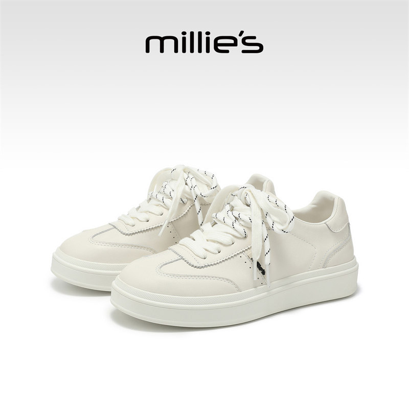 MILLIE'S/妙丽厚底小白鞋女款2026新款春秋双鞋休闲板鞋德训鞋子