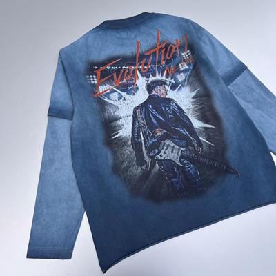 现货苏州谢霆锋T恤同款进化演唱会周边长袖假两件吉他男女款纯棉