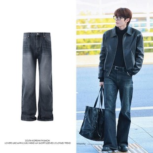 RIIZE郑成灿同款复古水洗直筒牛仔裤男2026春季休闲长裤韩系穿搭