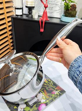 LUCK8/110不LUCUKU锈U钢奶锅汤锅宝宝辅食煮粥锅五U层复合钢16cm